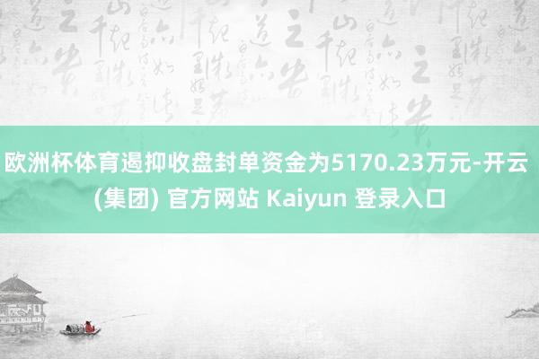 欧洲杯体育遏抑收盘封单资金为5170.23万元-开云 (集团) 官方网站 Kaiyun 登录入口