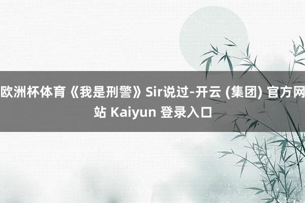 欧洲杯体育《我是刑警》Sir说过-开云 (集团) 官方网站 Kaiyun 登录入口