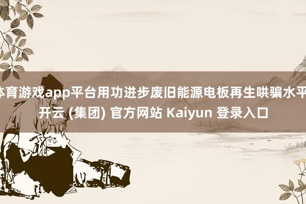 体育游戏app平台用功进步废旧能源电板再生哄骗水平-开云 (集团) 官方网站 Kaiyun 登录入口