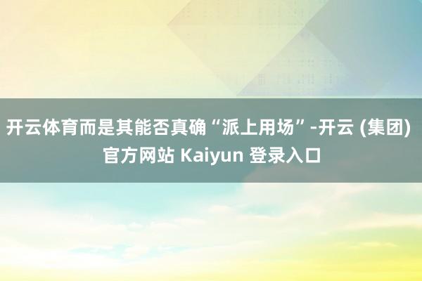 开云体育而是其能否真确“派上用场”-开云 (集团) 官方网站 Kaiyun 登录入口