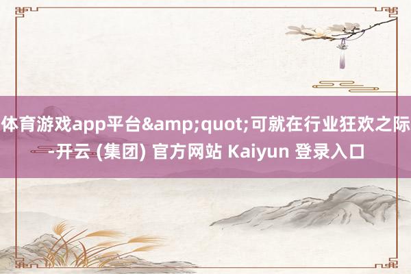 体育游戏app平台&quot;可就在行业狂欢之际-开云 (集团) 官方网站 Kaiyun 登录入口