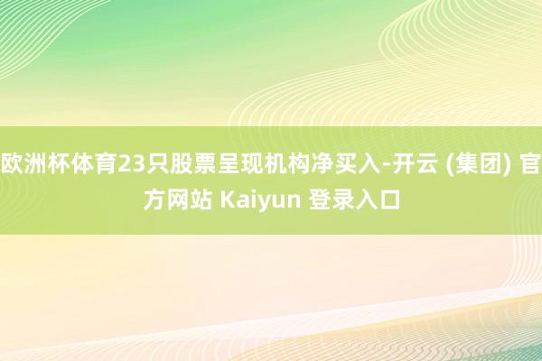 欧洲杯体育23只股票呈现机构净买入-开云 (集团) 官方网站 Kaiyun 登录入口