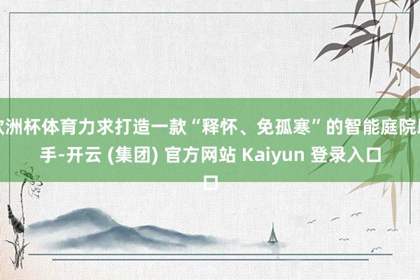 欧洲杯体育力求打造一款“释怀、免孤寒”的智能庭院助手-开云 (集团) 官方网站 Kaiyun 登录入口